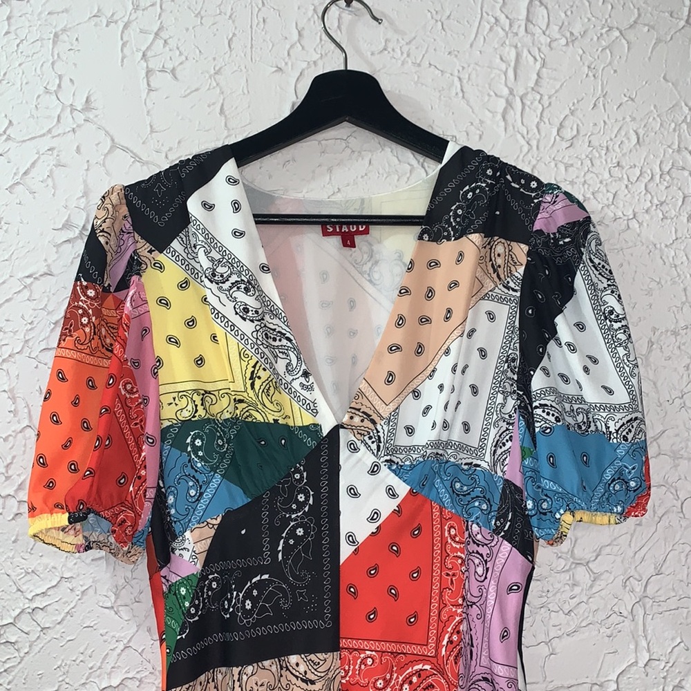 Staud Multicolor Patchwork Mini Dress - image 8